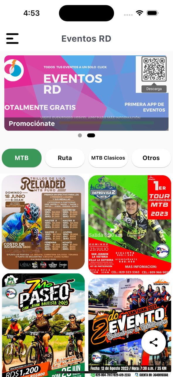 Eventos Rd product screenshot